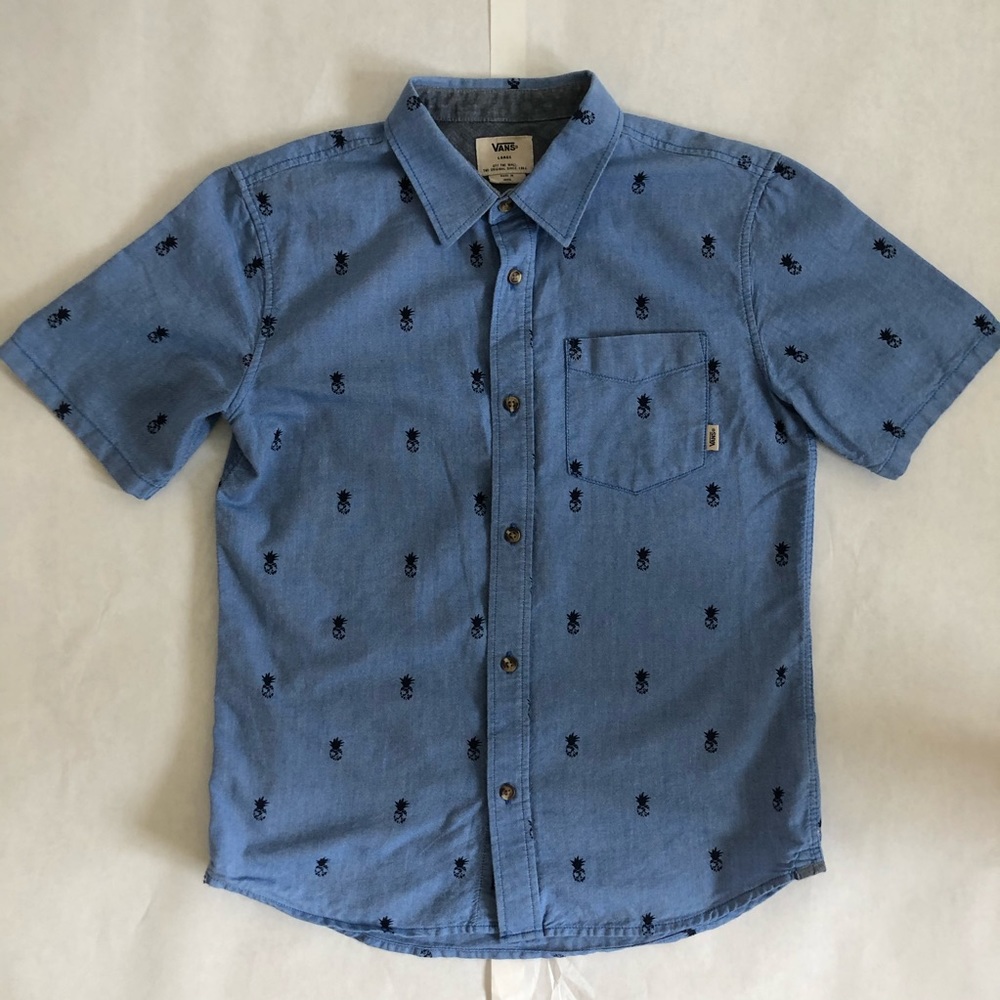 VANS blue pineapple button down shirt